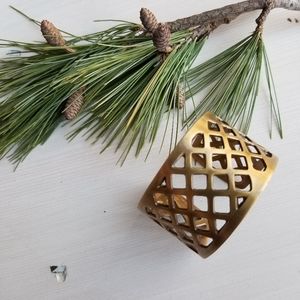 Darkened solid brass grid cuff holiday deals